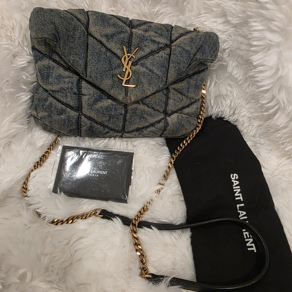 Yves Saint Laurent Quilted Denim Clutch - Picture 2 of 10